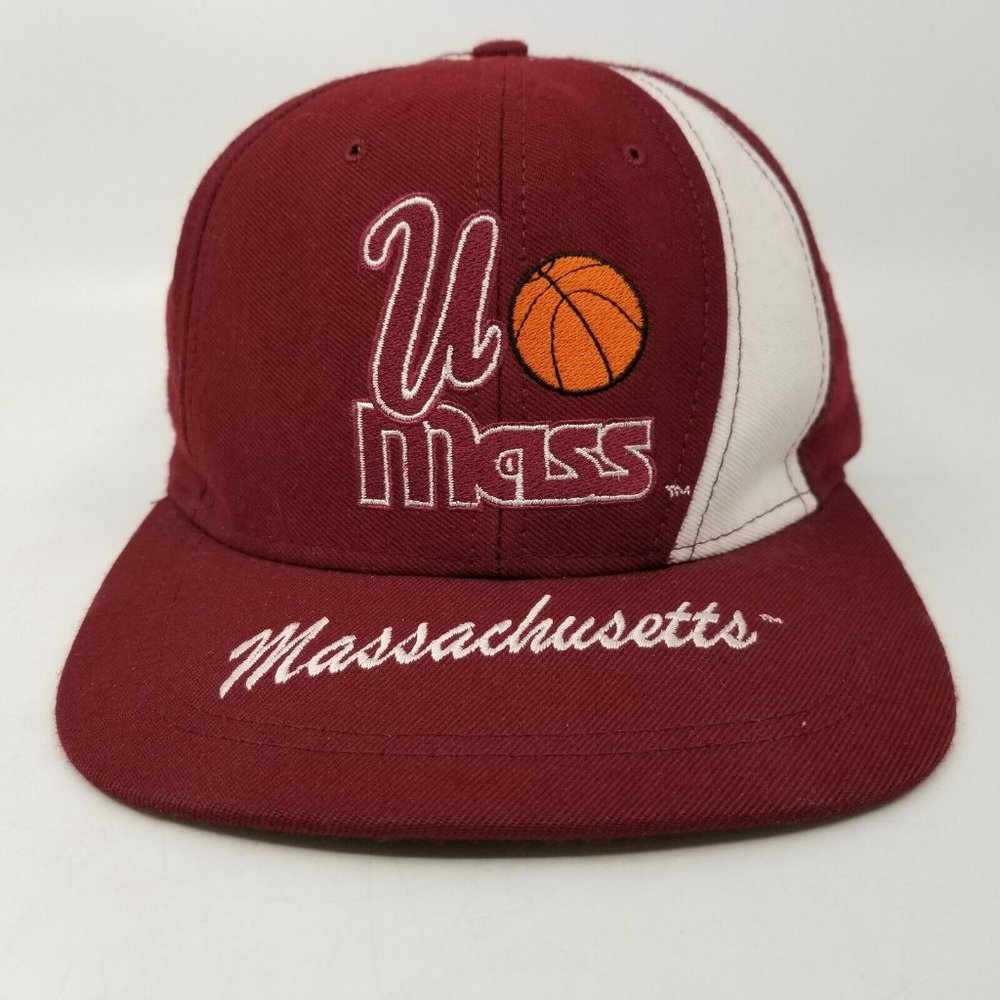 Massachusetts Basketball U. Mass Snapback Trucker Hat Wool Nutmeg Mills VTG RARE